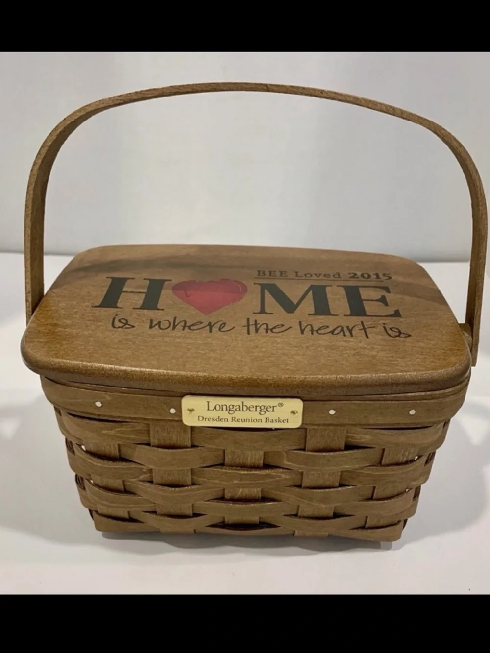 2015 Dresden Reunion Basket w Lid “Home is Where the Heart Is” Longaberger